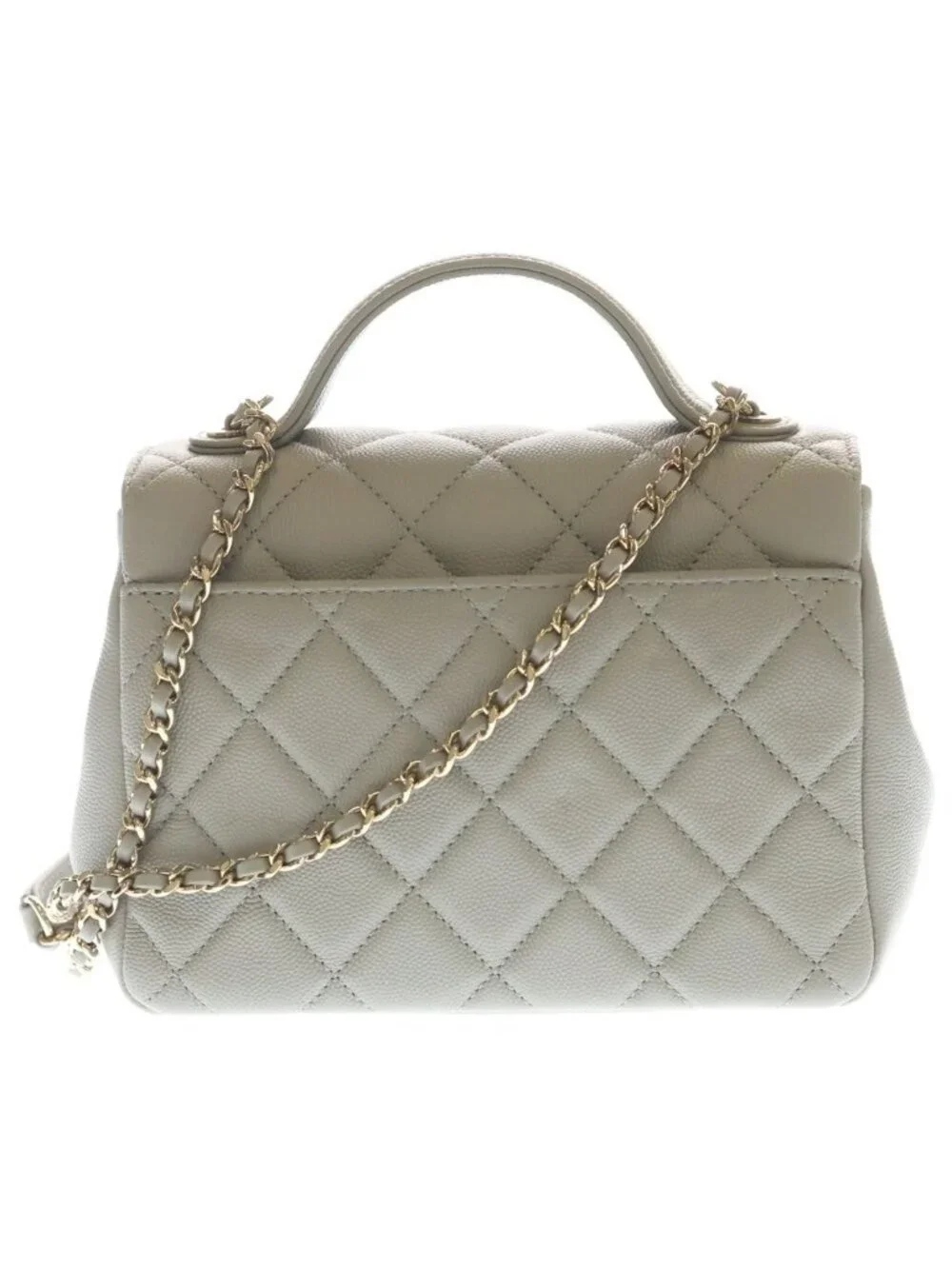 Chanel Quilted CC Logo Affinity 2-Way Chain Shoulder Bag Gray Jucavia Skin Gold